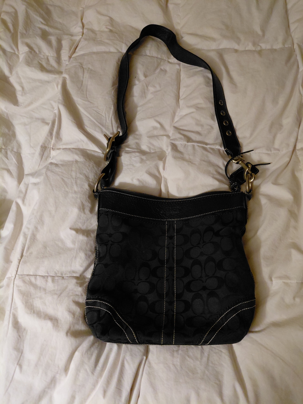 Coach Black Signature Canvas Shoulder Bag